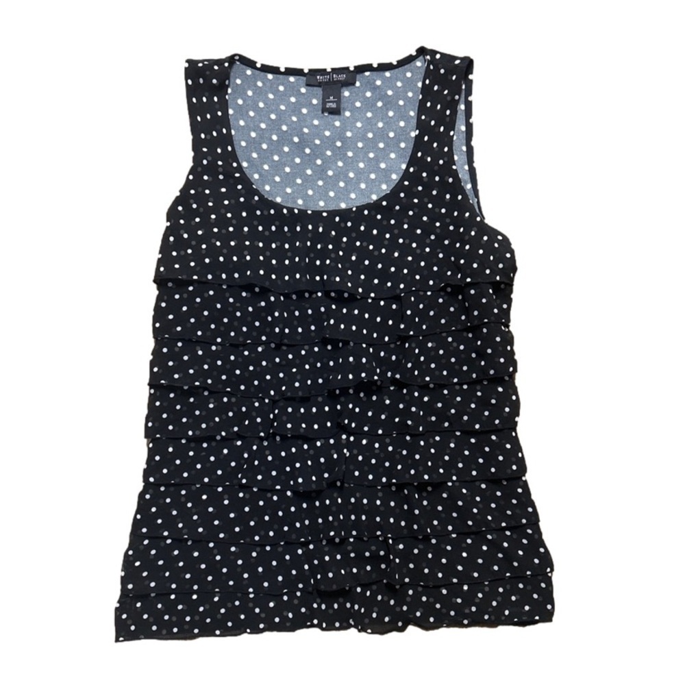 White House Black Market black and white polka dot sleeveless top size M